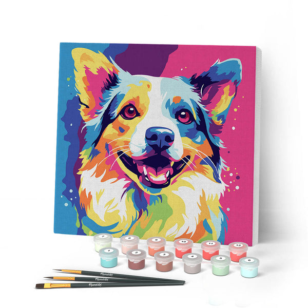 Mini Paint by numbers 8"x8" framed - Dog Abstract Pop Art
