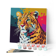 Load image into Gallery viewer, Mini Paint by numbers 8"x8" framed - Leopard Abstract Pop Art
