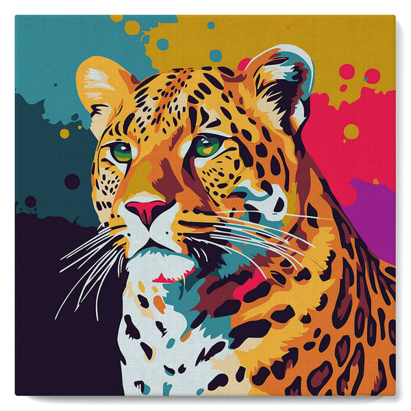 Mini Paint by numbers 8"x8" framed - Leopard Abstract Pop Art