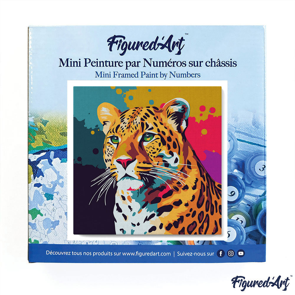 Mini Paint by numbers 8"x8" framed - Leopard Abstract Pop Art