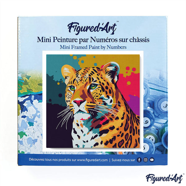 Mini Paint by numbers 8"x8" framed - Leopard Abstract Pop Art