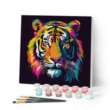 Load image into Gallery viewer, Mini Paint by numbers 8"x8" framed - Tiger Abstract Pop Art