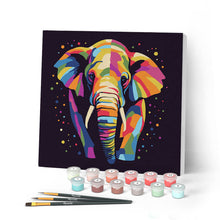 Load image into Gallery viewer, Mini Paint by numbers 8"x8" framed - Elephant Abstract Pop Art