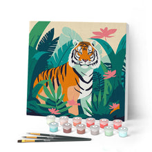 Load image into Gallery viewer, Mini Paint by numbers 8"x8" framed - Tropical Bengal Tiger