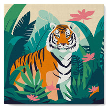 Load image into Gallery viewer, Mini Paint by numbers 8"x8" framed - Tropical Bengal Tiger