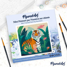 Load image into Gallery viewer, Mini Paint by numbers 8"x8" framed - Tropical Bengal Tiger