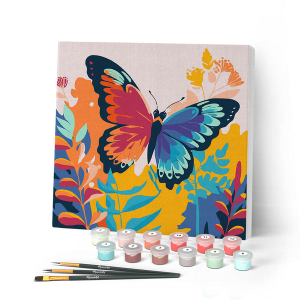 Mini Paint by numbers 8"x8" framed - Tropical Butterfly
