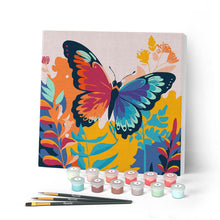 Load image into Gallery viewer, Mini Paint by numbers 8"x8" framed - Tropical Butterfly