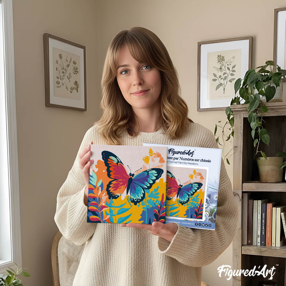 Mini Paint by numbers 8"x8" framed - Tropical Butterfly