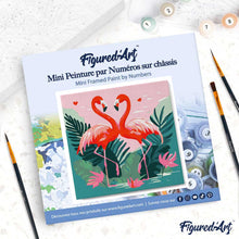 Load image into Gallery viewer, Mini Paint by numbers 8"x8" framed - Tropical Flamingos