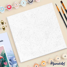 Load image into Gallery viewer, Mini Paint by numbers 8"x8" framed - Tropical Flamingos