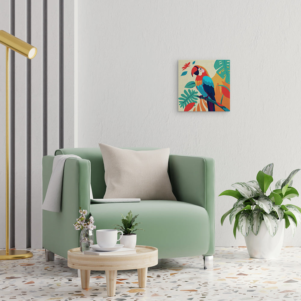 Mini Paint by numbers 8"x8" framed - Tropical Parrot