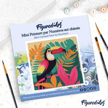 Load image into Gallery viewer, Mini Paint by numbers 8"x8" framed - Tropical Toucan