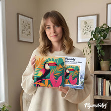 Load image into Gallery viewer, Mini Paint by numbers 8"x8" framed - Tropical Toucan