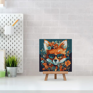 Mini Paint by numbers 8"x8" framed - Fantasy fox and flowers