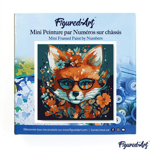 Mini Paint by numbers 8"x8" framed - Fantasy fox and flowers