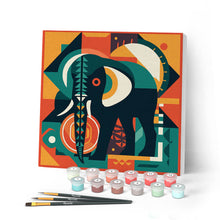 Load image into Gallery viewer, Mini Paint by numbers 8"x8" framed - Elephant Art-Deco Inspired Abstract