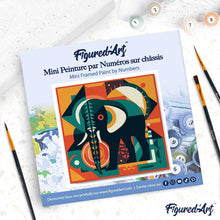 Load image into Gallery viewer, Mini Paint by numbers 8"x8" framed - Elephant Art-Deco Inspired Abstract