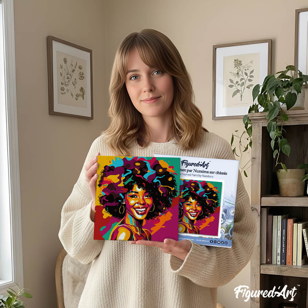 Mini Paint by numbers 8"x8" framed - African American Beauty Pop Art