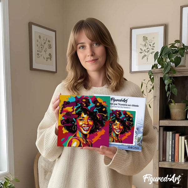 Mini Paint by numbers 8"x8" framed - African American Beauty Pop Art