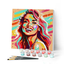 Load image into Gallery viewer, Mini Paint by numbers 8"x8" framed - Blonde Bombshell Pop Art