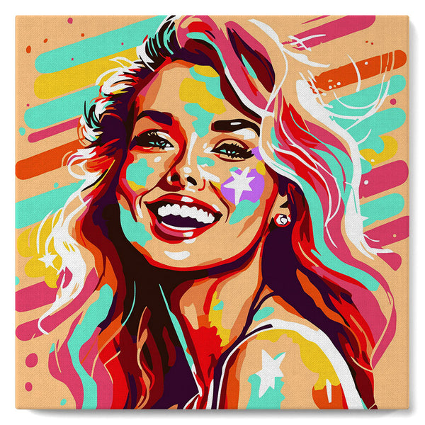 Mini Paint by numbers 8"x8" framed - Blonde Bombshell Pop Art