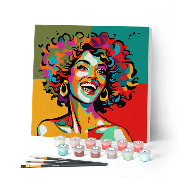 Mini Paint by numbers 8"x8" framed - Vibrant Latina Pop Art