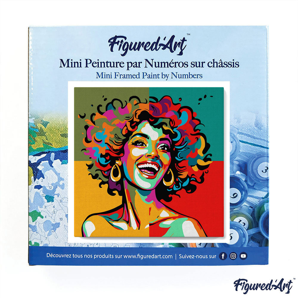 Mini Paint by numbers 8"x8" framed - Vibrant Latina Pop Art