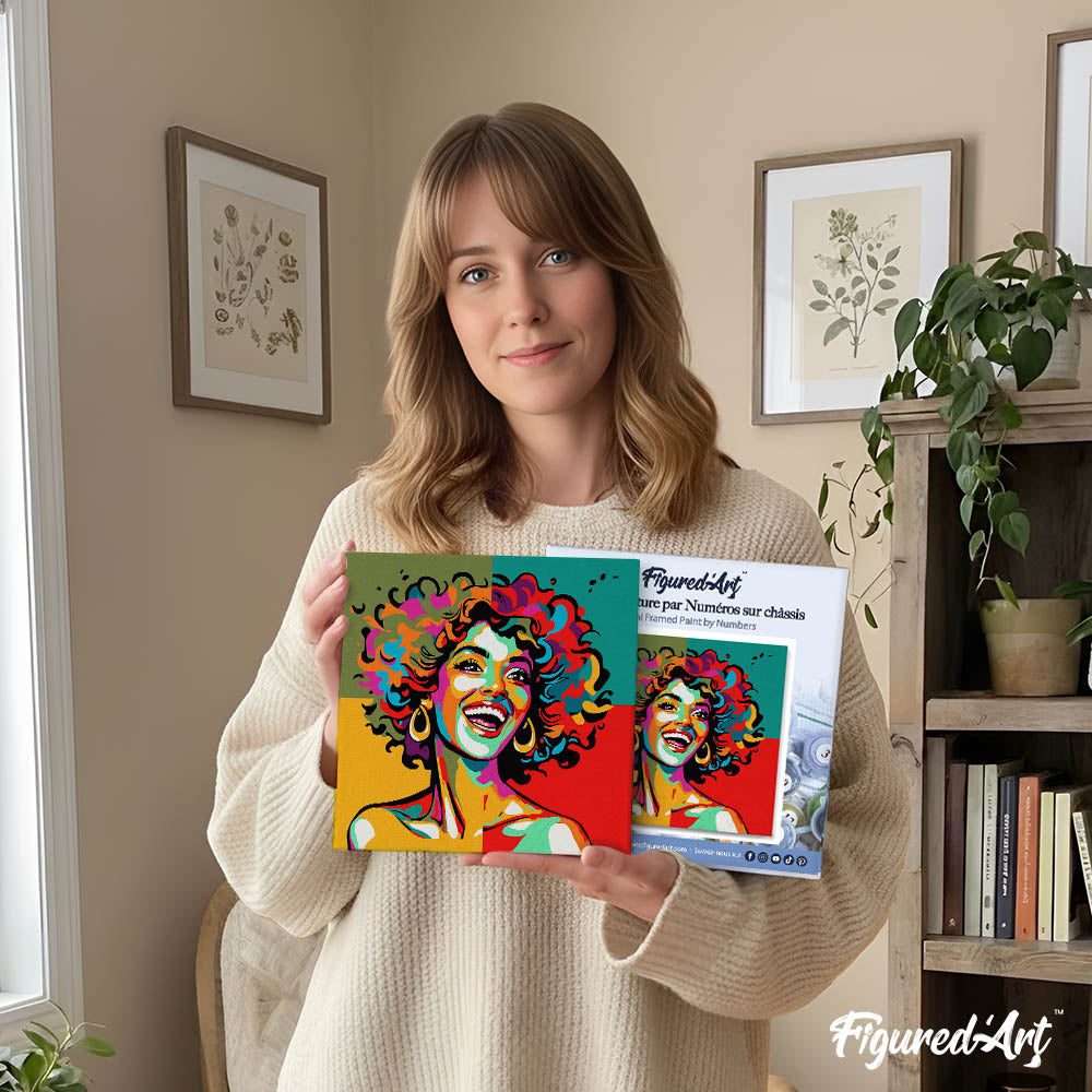 Mini Paint by numbers 8"x8" framed - Vibrant Latina Pop Art