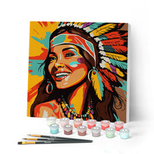 Load image into Gallery viewer, Mini Paint by numbers 8"x8" framed - Native Elegance Lady Pop Art