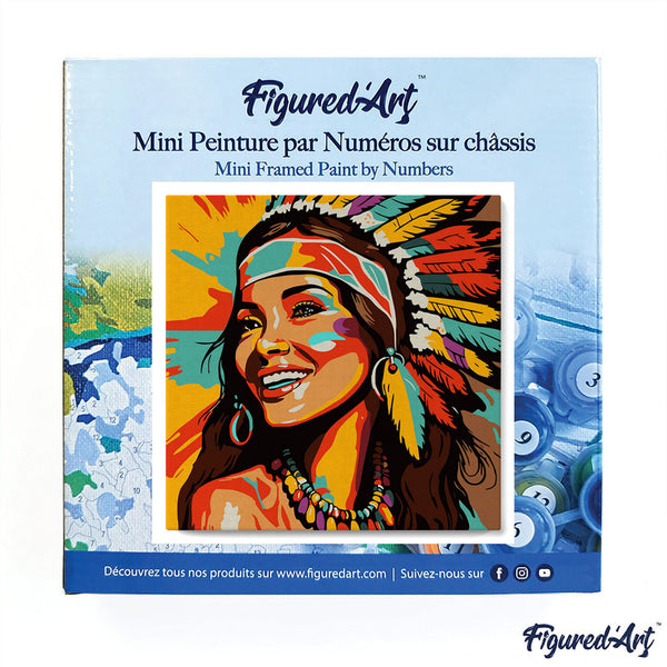 Mini Paint by numbers 8"x8" framed - Native Elegance Lady Pop Art