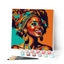 Load image into Gallery viewer, Mini Paint by numbers 8"x8" framed - African Queen Pop Art