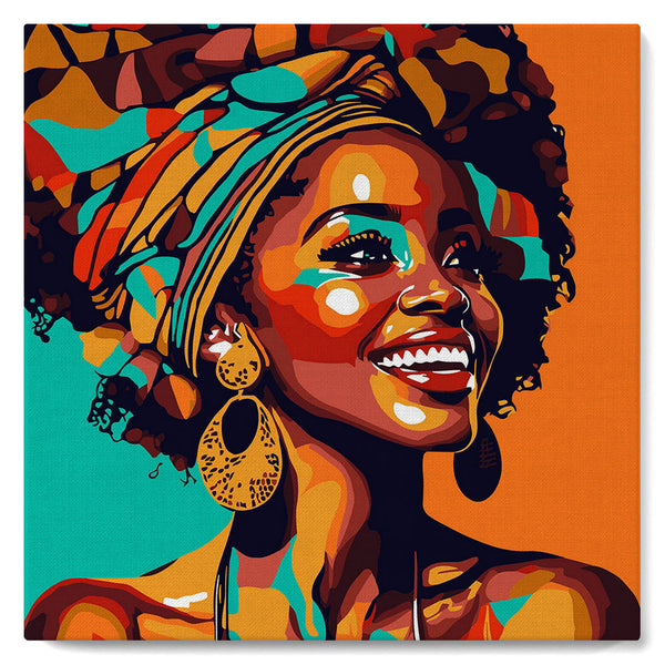 Mini Paint by numbers 8"x8" framed - African Queen Pop Art