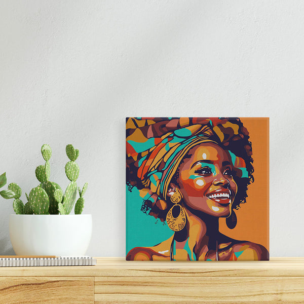 Mini Paint by numbers 8"x8" framed - African Queen Pop Art