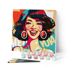 Load image into Gallery viewer, Mini Paint by numbers 8"x8" framed - Charming Lady Pop Art