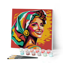 Load image into Gallery viewer, Mini Paint by numbers 8"x8" framed - Exotic Beauty Pop Art
