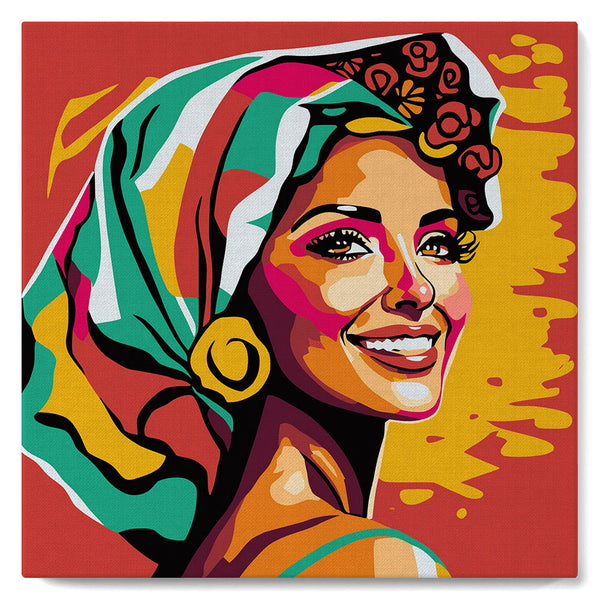 Mini Paint by numbers 8"x8" framed - Exotic Beauty Pop Art