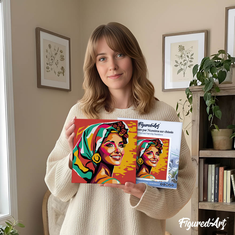 Mini Paint by numbers 8"x8" framed - Exotic Beauty Pop Art