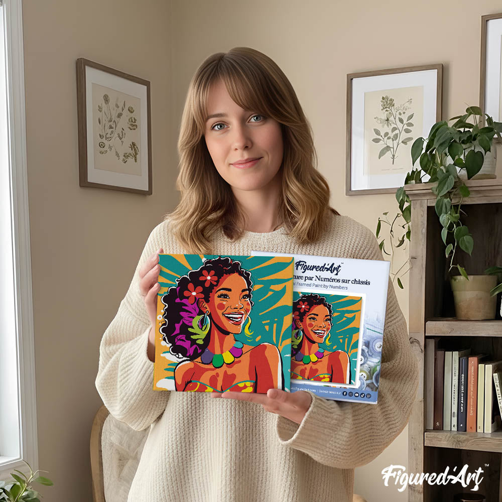 Mini Paint by numbers 8"x8" framed - Islander Beauty Pop Art