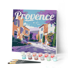 Load image into Gallery viewer, Mini Paint by numbers 8"x8" framed - Travel Poster Provence Spring