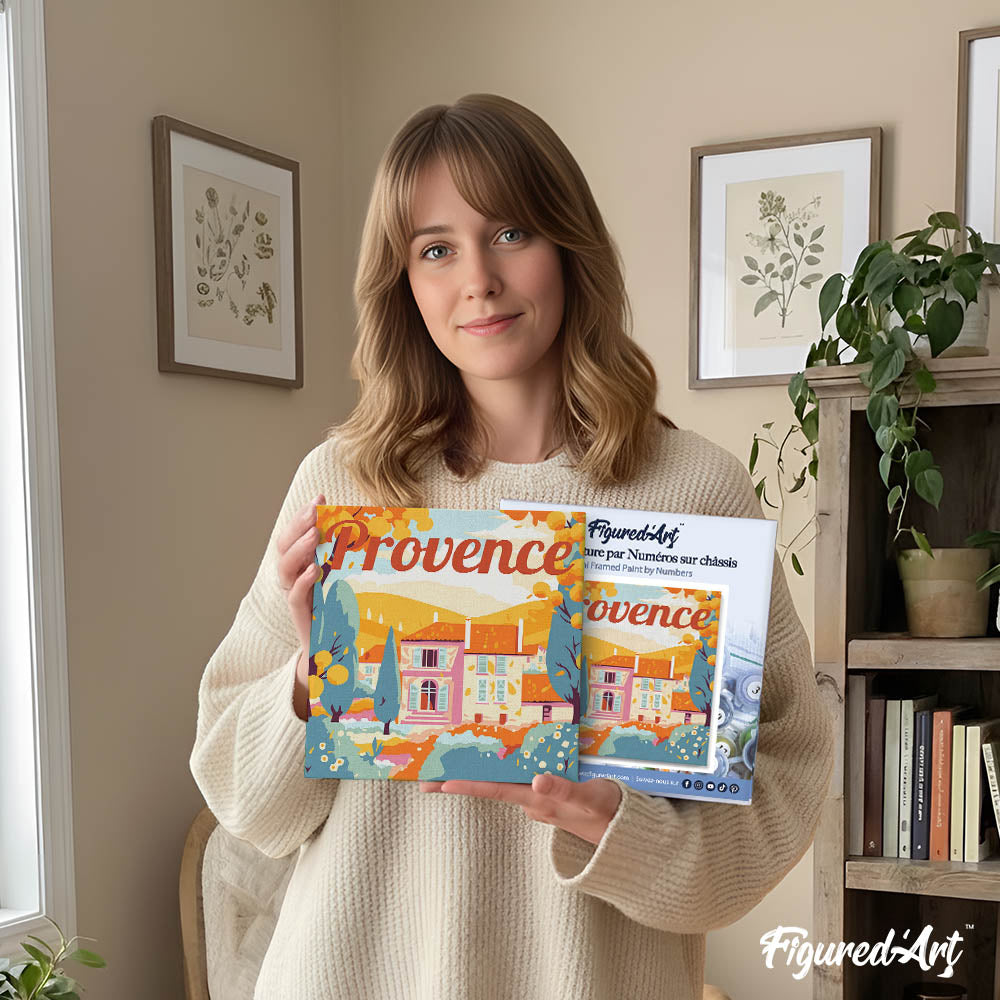 Mini Paint by numbers 8"x8" framed - Travel Poster Provence Autumn
