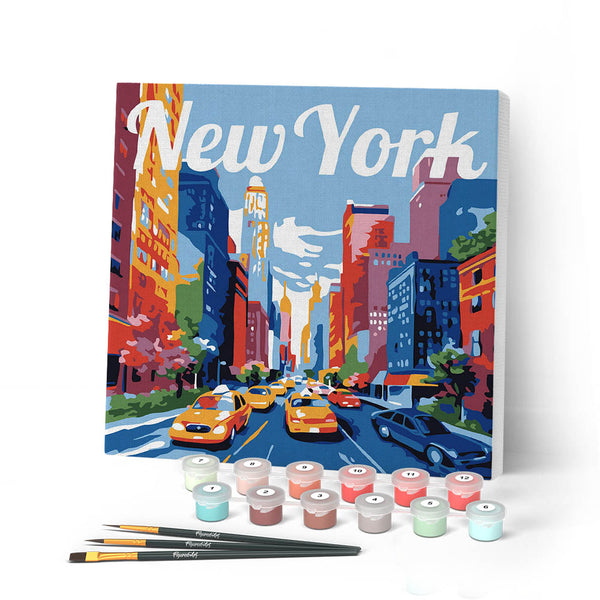 Mini Paint by numbers 8"x8" framed - Travel Poster New York City