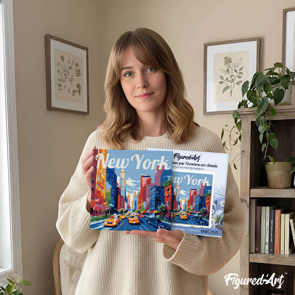 Mini Paint by numbers 8"x8" framed - Travel Poster New York City