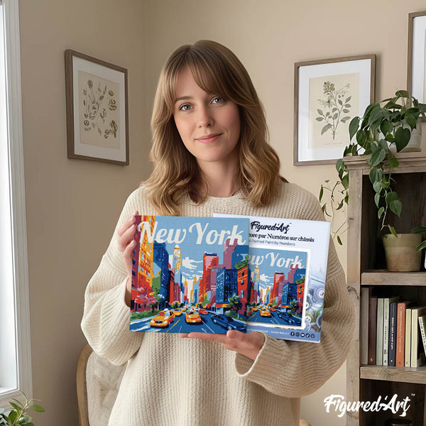 Mini Paint by numbers 8"x8" framed - Travel Poster New York City