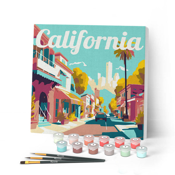 Mini Paint by numbers 8"x8" framed - Travel Poster California Street