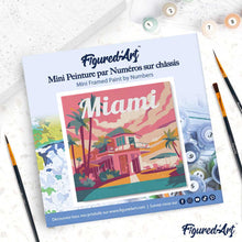 Load image into Gallery viewer, Mini Paint by numbers 8"x8" framed - Travel Poster Miami