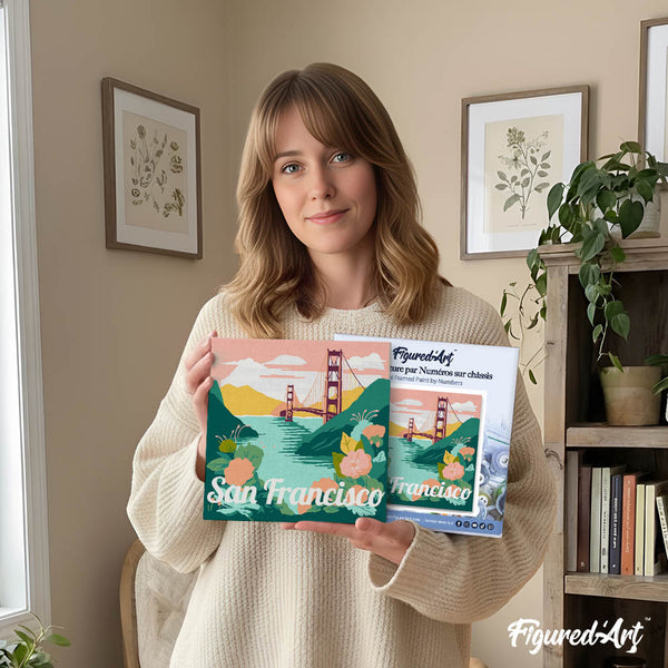 Mini Paint by numbers 8"x8" framed - Travel Poster San Francisco