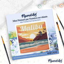 Load image into Gallery viewer, Mini Paint by numbers 8"x8" framed - Travel Poster Malibu