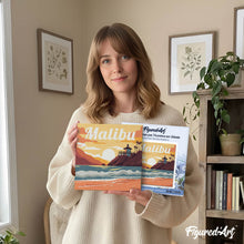 Load image into Gallery viewer, Mini Paint by numbers 8"x8" framed - Travel Poster Malibu