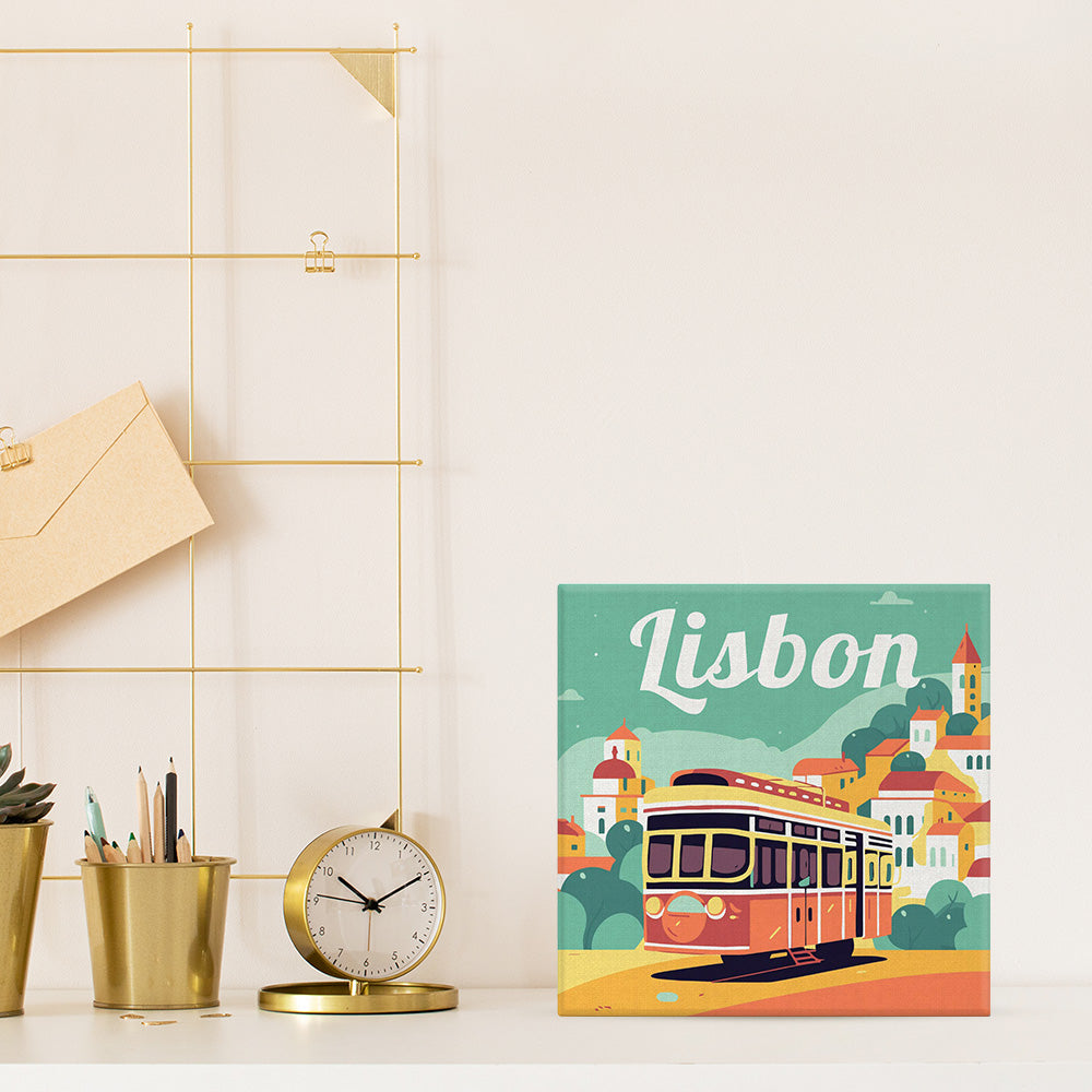 Mini Paint by numbers 8"x8" framed - Travel Poster Lisbon